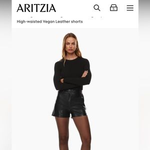 NWT Aritzia Babaton Vegan Leather Agency Shorts size 8 in Black